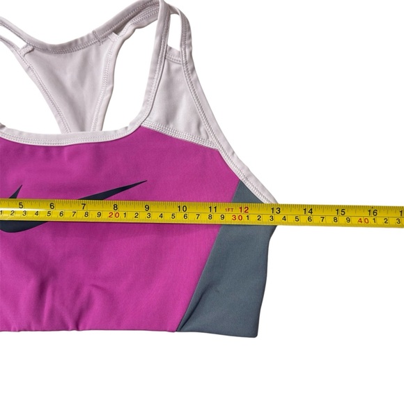 Nike Swoosh Women’s Active Fuchsia Grey White Athletic Sports Bra Size Medium - Picture 3 of 5